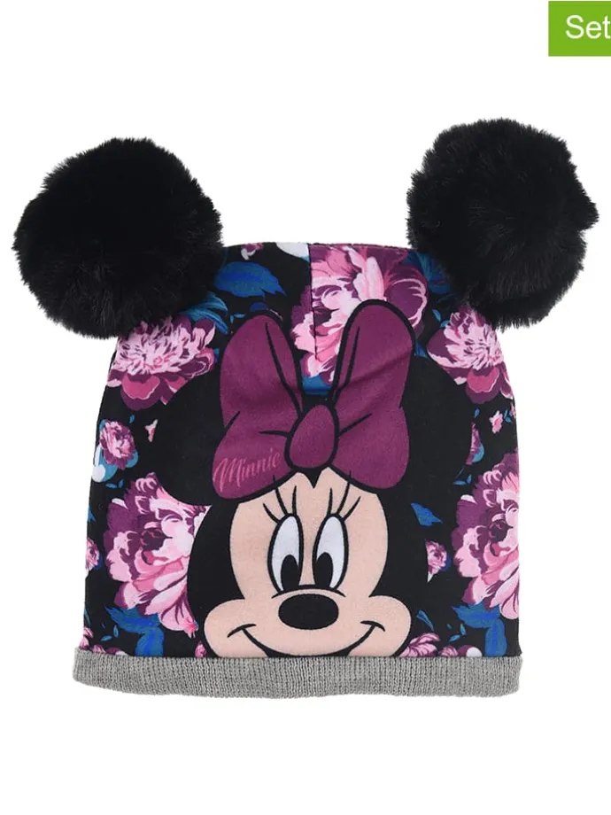 3-delige winteraccessoireset "Minnie Mouse" paars/grijs/zwart