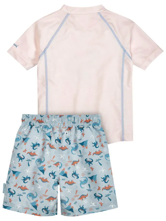 2-delige zwemoutfit "Dino" crème/lichtblauw