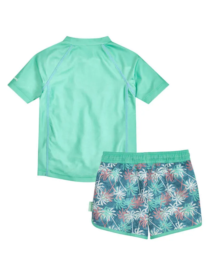 2-delige zwemoutfit "Palmen" groen/blauw