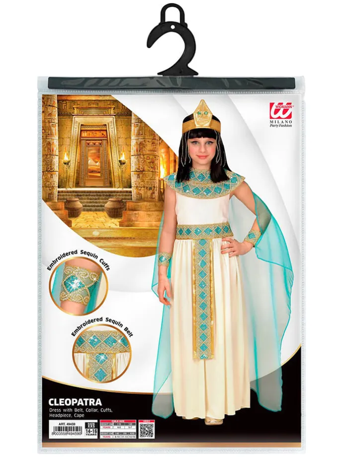 6-delig kostuum "Cleopatra" crème/turquoise
