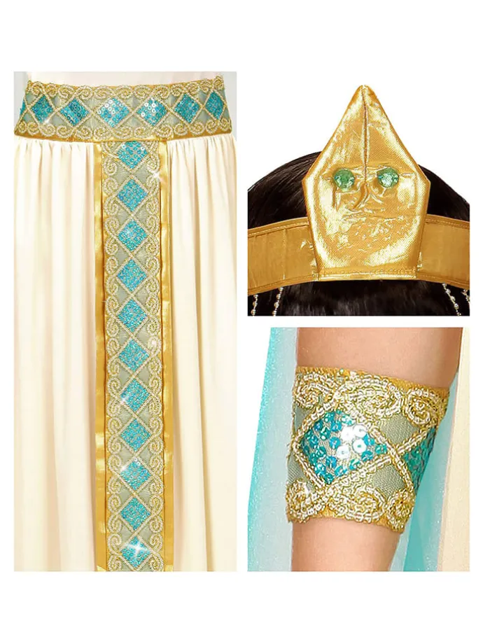 6-delig kostuum "Cleopatra" crème/turquoise