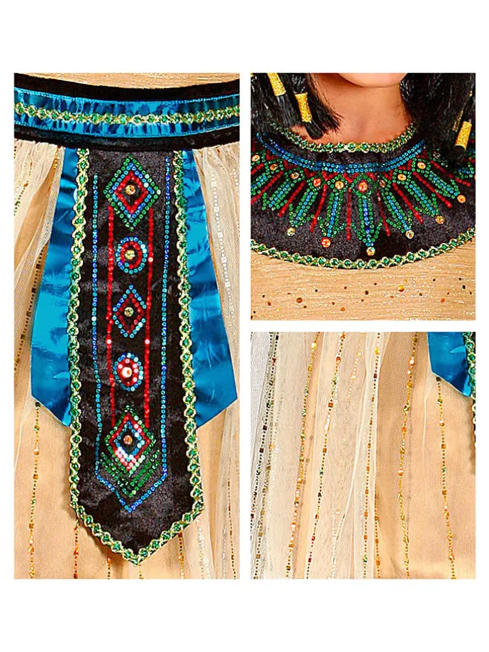 3-delig kostuum "Egyptische Pharaoh" goudkleurig/blauw
