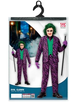 3-delig kostuum "Evil clown" violet/groen