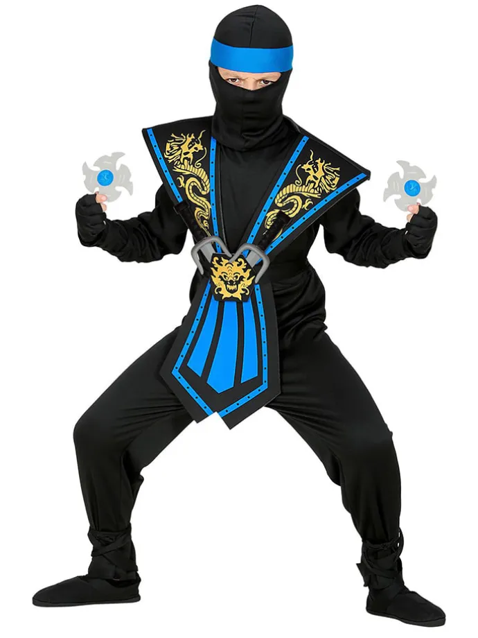 10-delig kostuum "Kombat Ninja" blauw/zwart