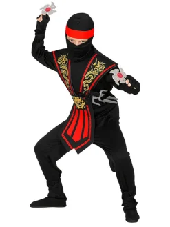 10-delig kostuum "Kombat Ninja" zwart/rood