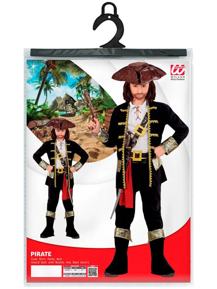 7-delig kostuum "Piratenkapitein" wit/zwart/rood
