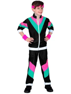 2-delig kostuum "80's" zwart/groen/roze