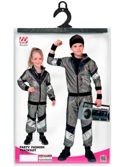 2-delig kostuum "80's" zwart/zilverkleurig