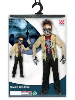 3-delig kostuum "ZOMBIE SKELET" beige/zwart