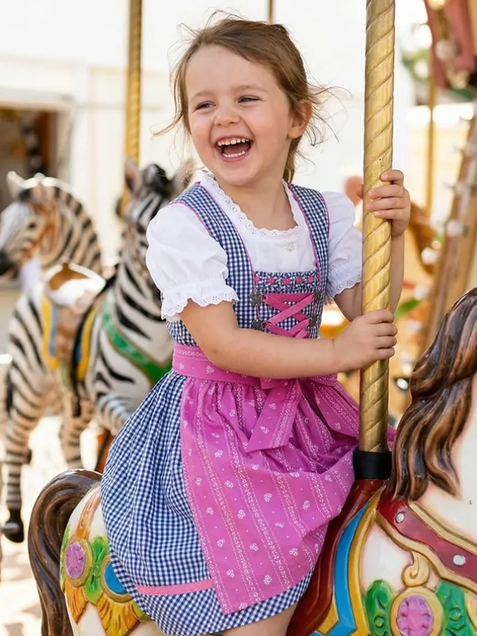 Dirndl blauw/lichtroze