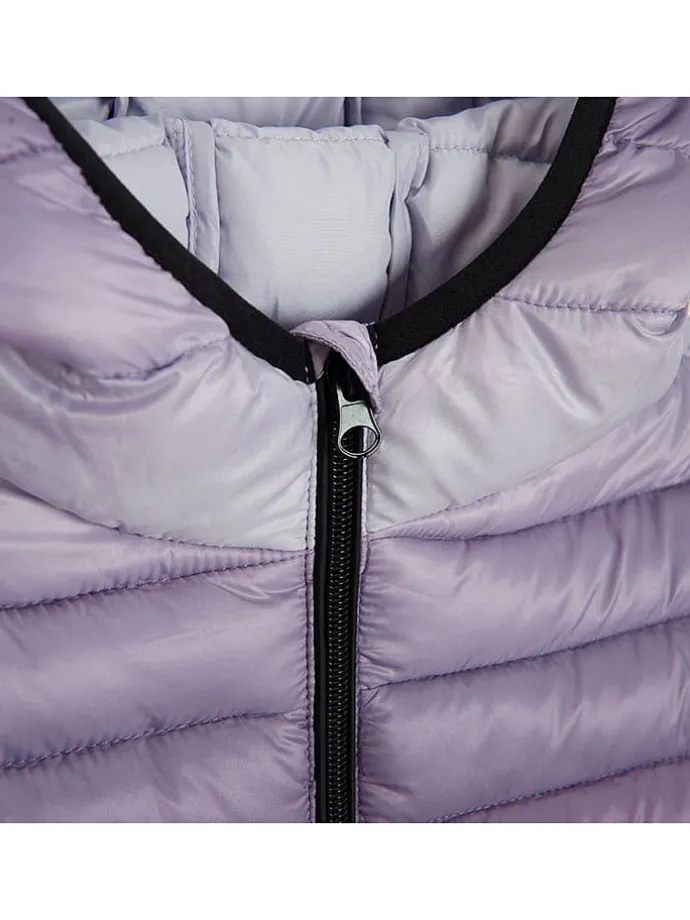 Doorgestikte bodywarmer lichtblauw/paars