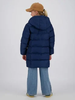 Doorgestikte mantel donkerblauw