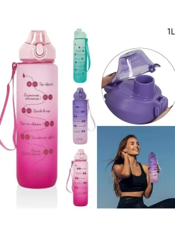 Drinkfles paars/turquoise/roze - 1 l (verrassingsproduct)