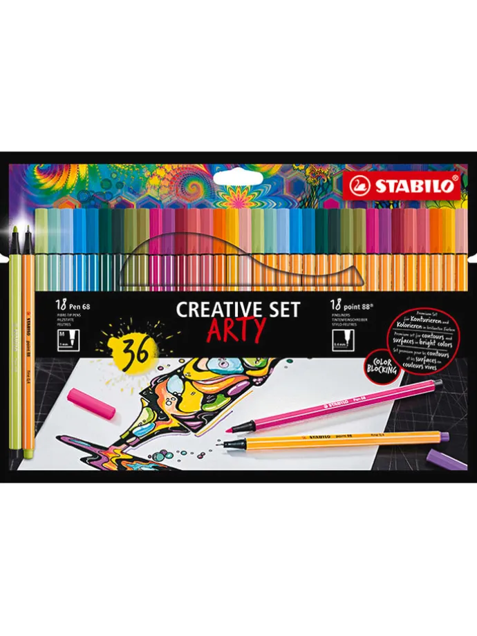 Fineliners & Premium viltstiften "STABILO point 88 & Pen 68 - ARTY" - 18 stuks