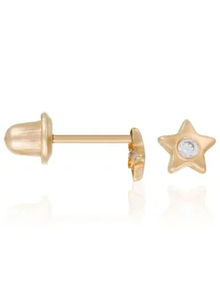 Gouden oorstekers "Etoile" met edelstenen