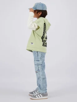 Hoodie lichtgroen/crème