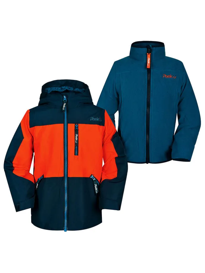 3-in-1 functionele jas "Trey" donkerblauw/oranje