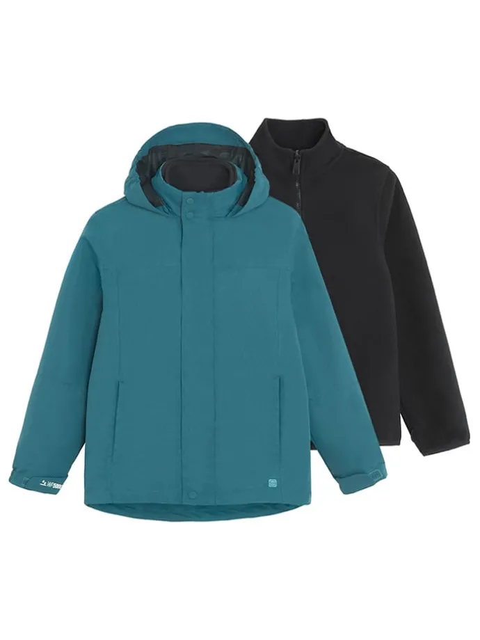 3 in 1 - functionele jas zwart/turquoise