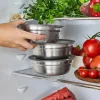 3-in-1 lunchbox zilverkleurig - (B)16,5 x (H)8 x (D)17 cm