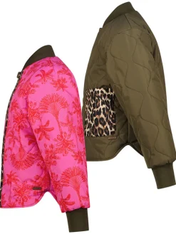 2-in-1 omkeerbare jas roze/kaki
