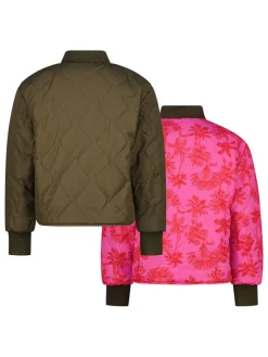 2-in-1 omkeerbare jas roze/kaki