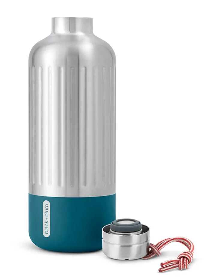 Isoleerfles "Explorer" zilverkleurig/blauw - 850 ml