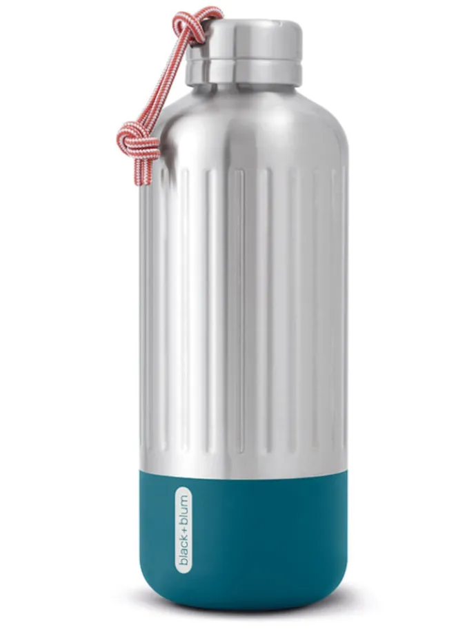 Isoleerfles "Explorer" zilverkleurig/blauw - 850 ml