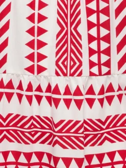 Jurk "Alberte" wit/rood