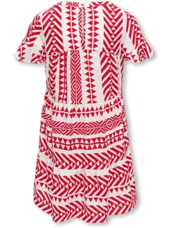 Jurk "Alberte" wit/rood