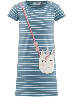 Jurk blauw/wit
