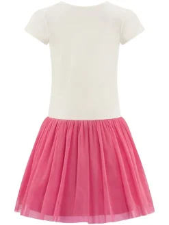 Jurk crème/roze/bruin