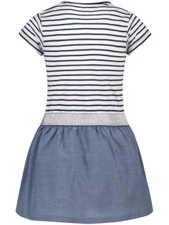 Jurk wit/donkerblauw
