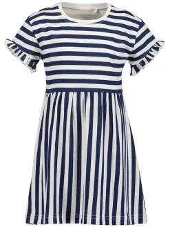 Jurk wit/donkerblauw