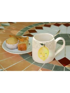 Kop "Lemmon" wit/geel - (H)9 cm