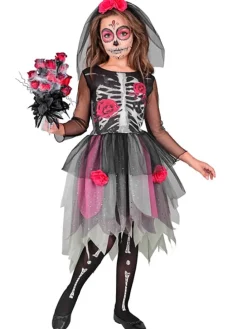 Kostuum "FLOWER SKELET GIRL" grijs/roze