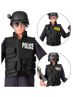 Kostuumgilet "SWAT | FBI | POLICE" zwart