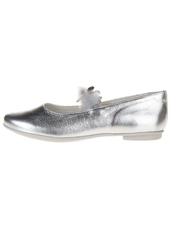 Leren ballerina's "Fantasy party" zilverkleurig