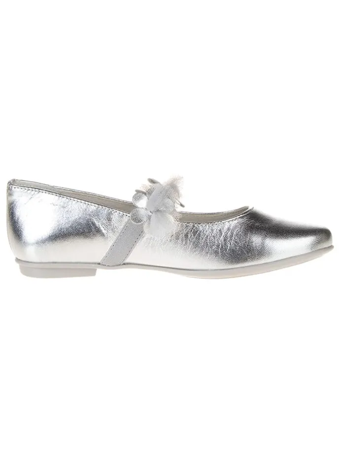 Leren ballerina's "Fantasy party" zilverkleurig