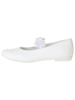 Leren ballerina's met bandje wit