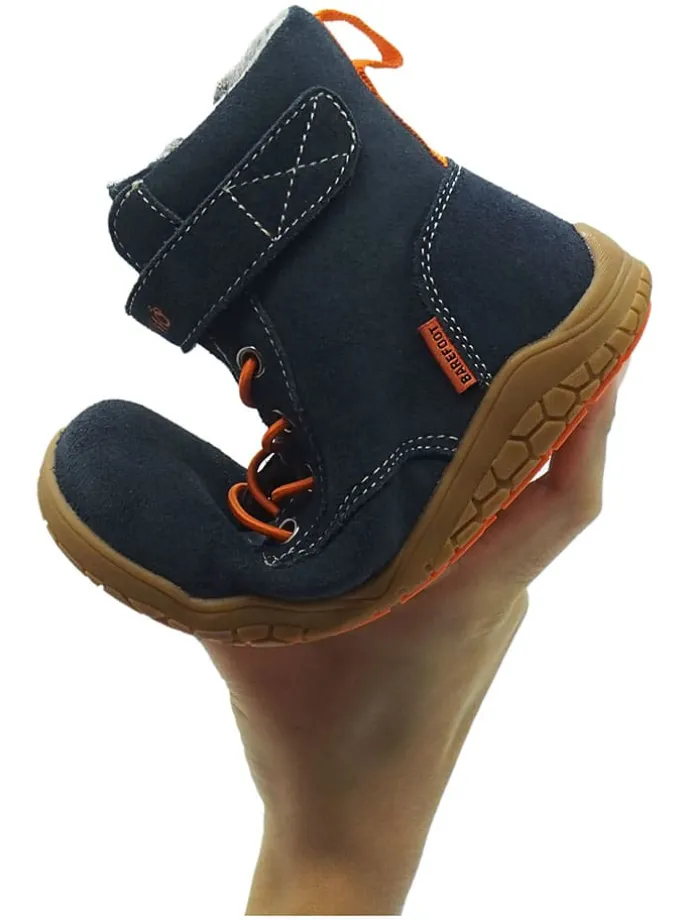 Leren barefootboots donkerblauw
