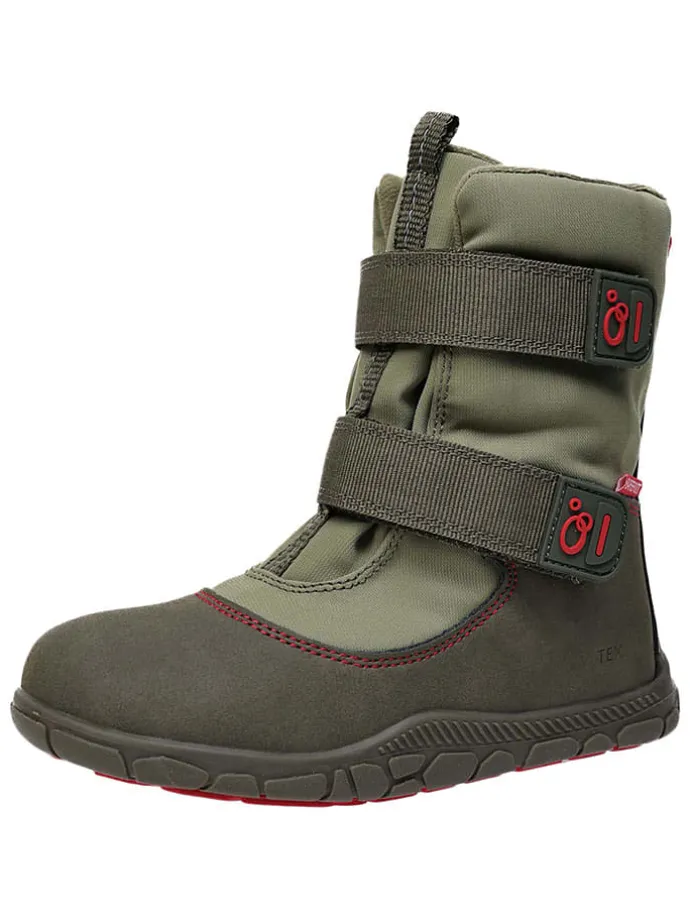 Leren barefootboots kaki