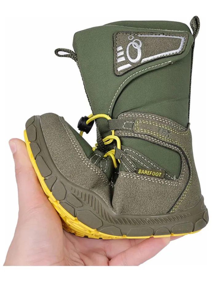 Leren barefootboots kaki