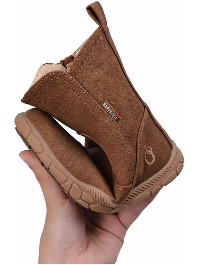Leren barefootboots lichtbruin