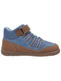 Leren barefootschoenen blauw/lichtbruin