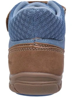 Leren barefootschoenen blauw/lichtbruin