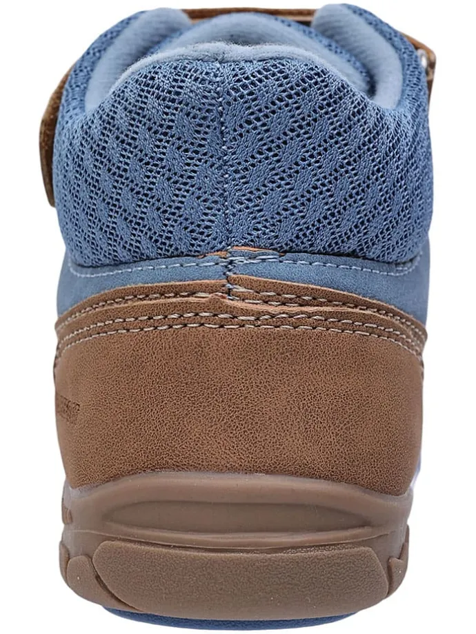 Leren barefootschoenen blauw/lichtbruin