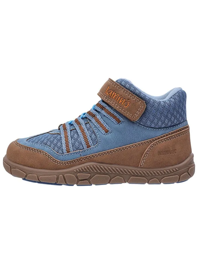 Leren barefootschoenen blauw/lichtbruin