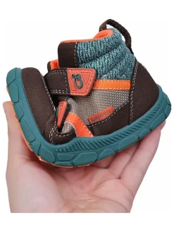 Leren barefootschoenen bruin/blauw