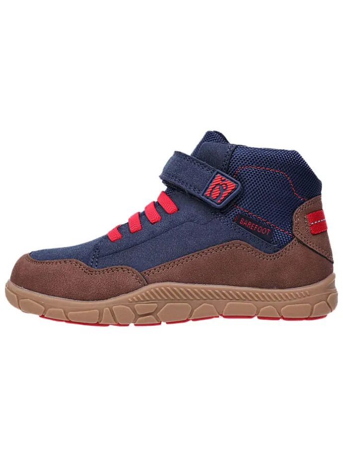 Leren barefootschoenen donkerblauw/lichtbruin