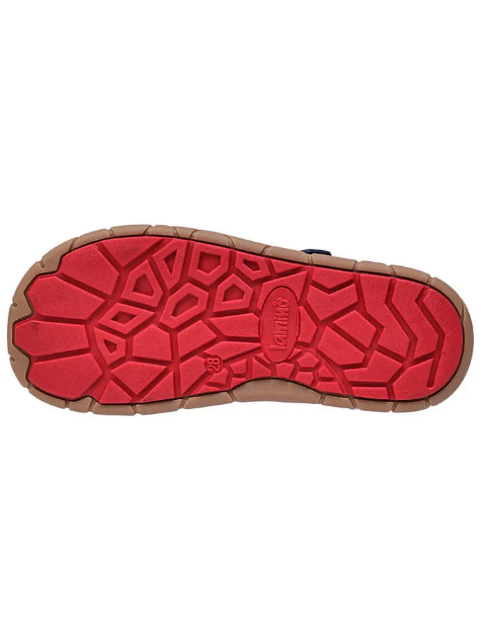 Leren barefootschoenen donkerblauw/lichtbruin